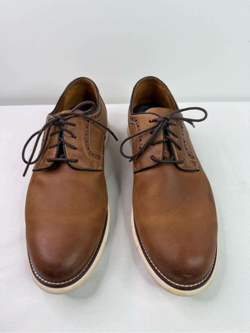Johnston & Murphy Holden Plain Toe Oxford Shoes Tan Oiled Size 8.5